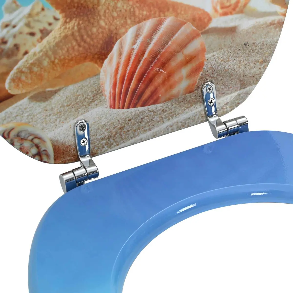 Toilet Seat Soft-Close Light Blue 44 x 38 cm MDF Bathroom Fixture Easy Install