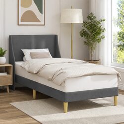Bed Frame with Wall-Mounted Headboard Modern Bedroom Furniture Plywood Curved