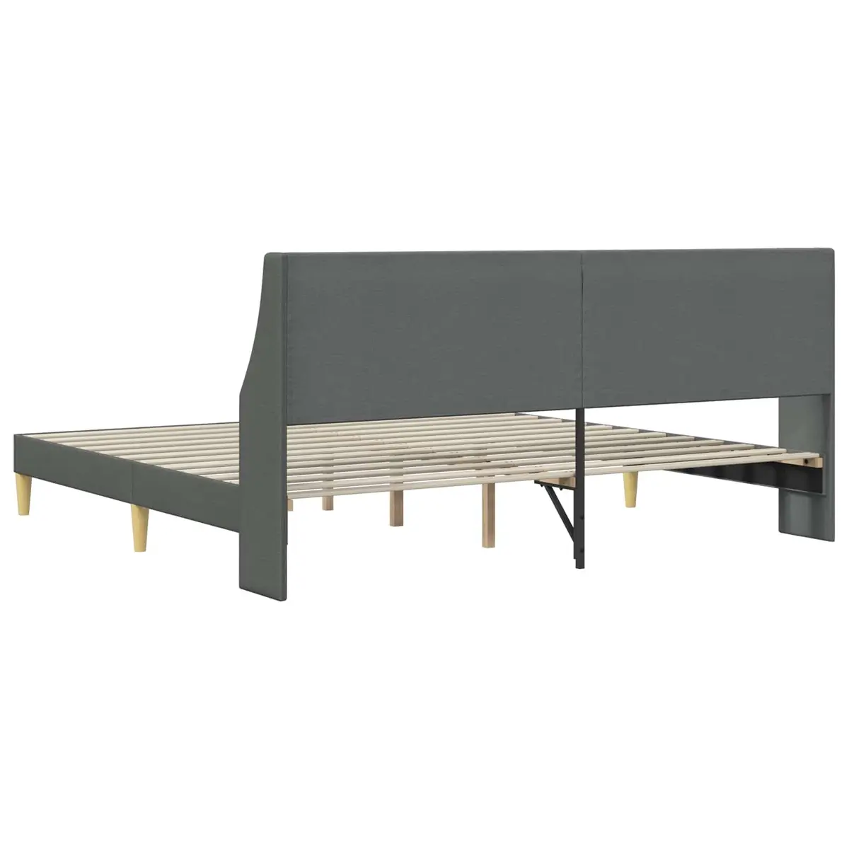 Bed Frame with Wall-Mounted Headboard Curved Slats Modern Design Bedroom