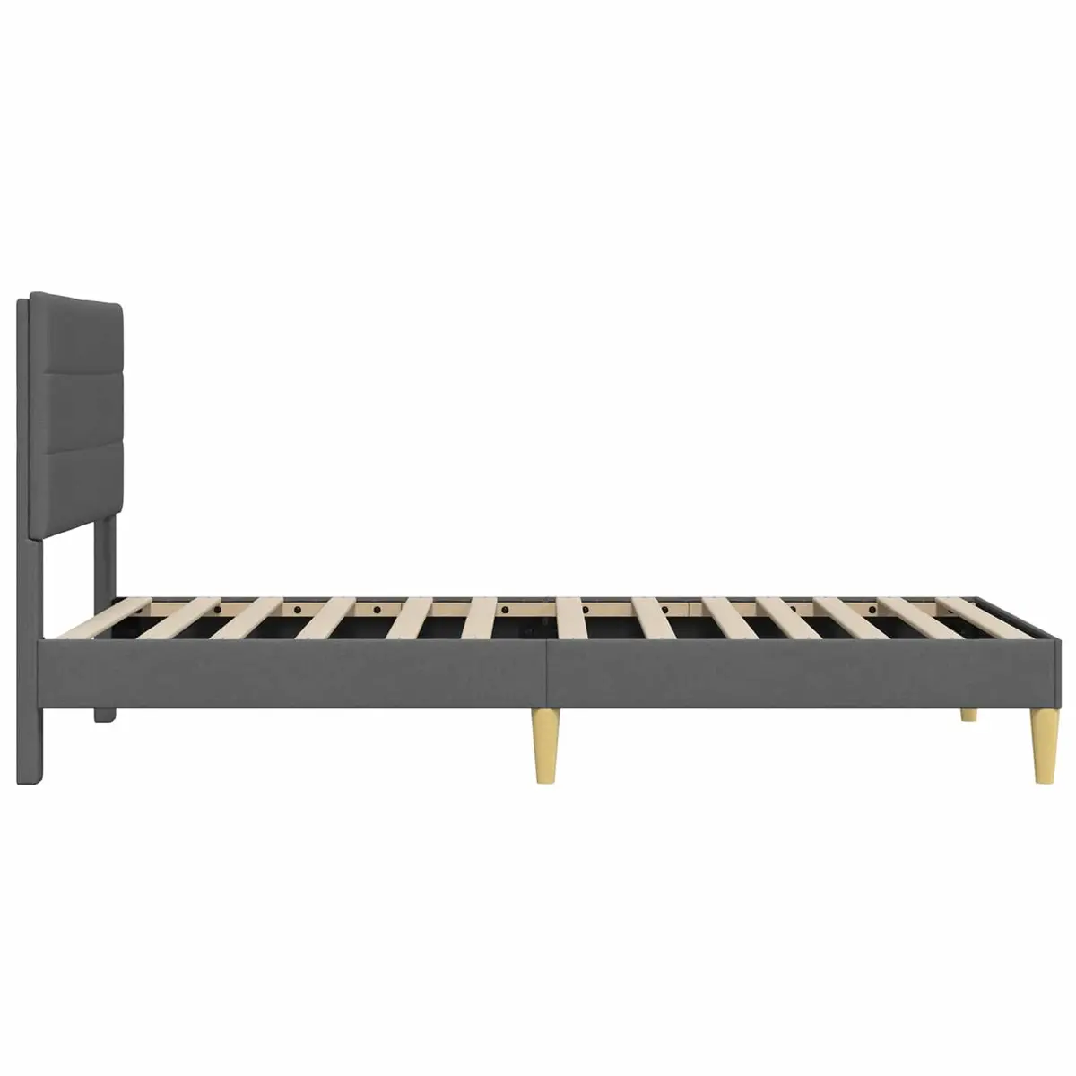 Bed Frame Modern Fabric Upholstered Headboard Dark Grey 107 x 203 cm