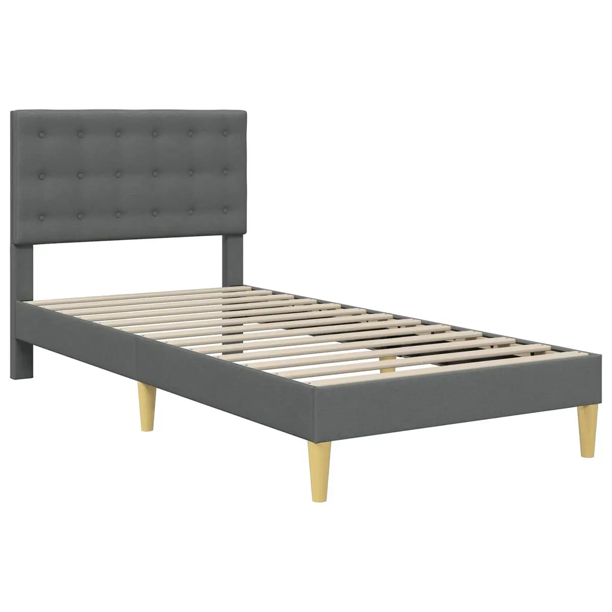 Bed Frame with Headboard Grey 90 x 190 cm Modern Bedroom Furniture Fabric