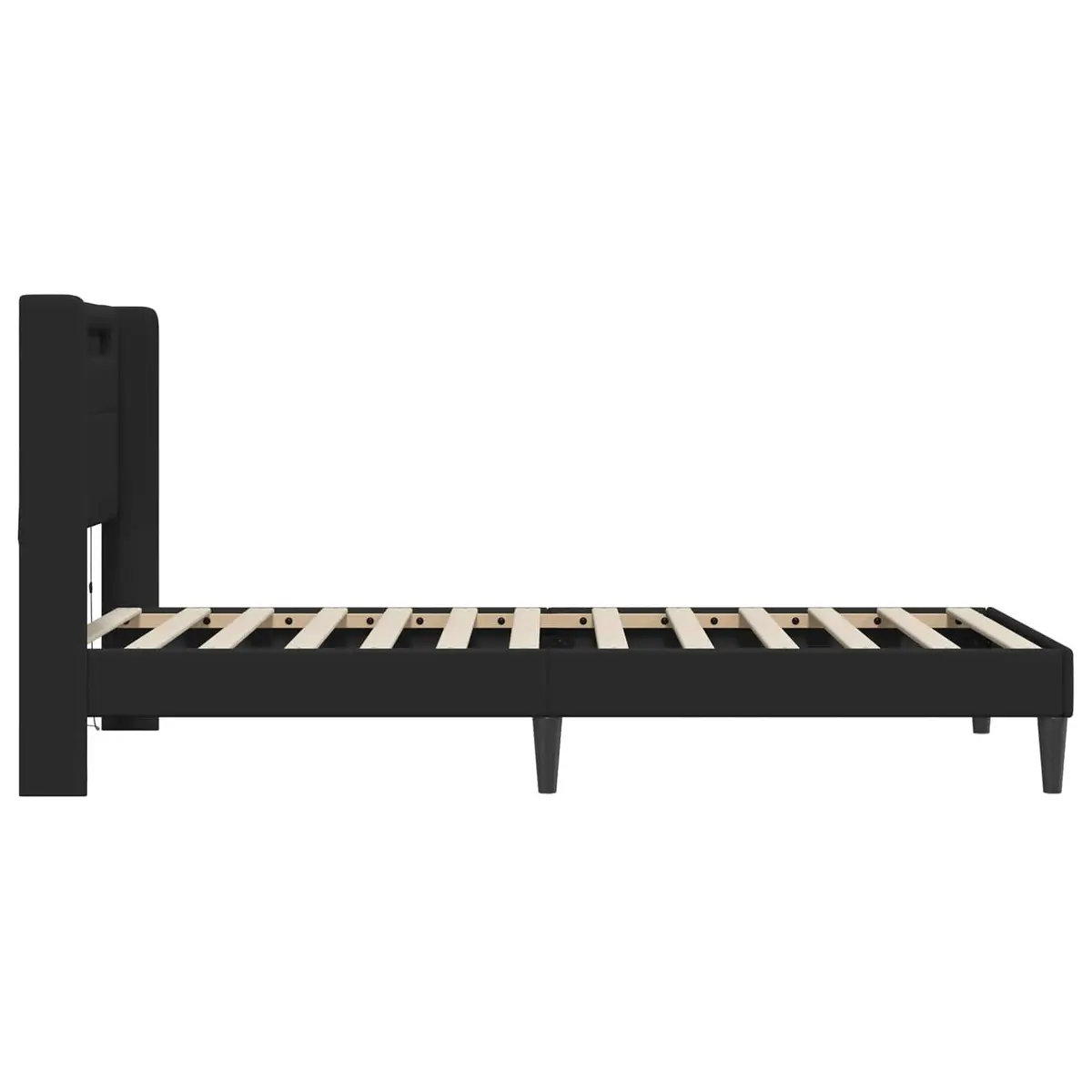 Black Bed Frame with Integrated LED Strip Lights Modern Faux Leather Design