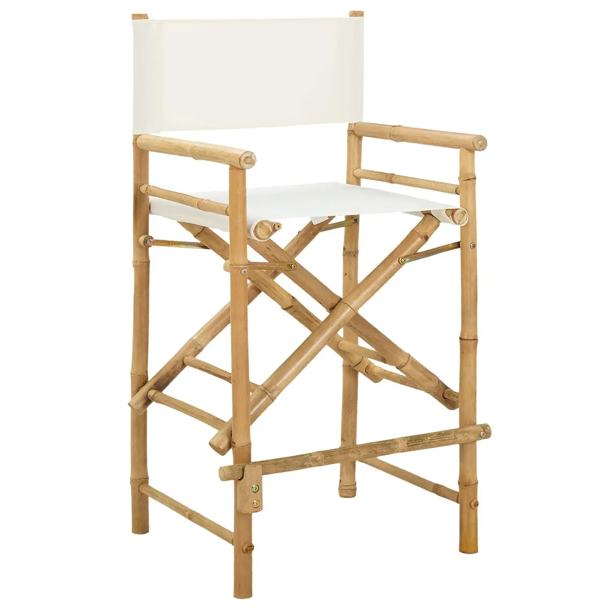 Folding Director's Chair Natural Bamboo Brown Indoor Outdoor Seating Set of 2