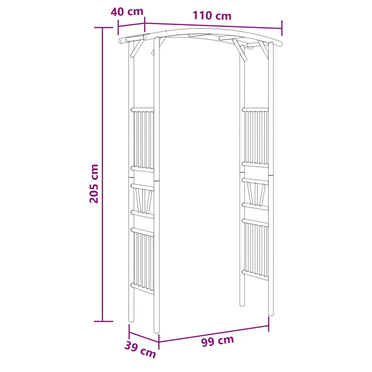 Garden Arch Bamboo Natural 110 x 40 x 205 cm Outdoor Structure Trellis Pergola