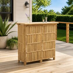 Outdoor Bar Table Bamboo Natural Brown 115 x 55 x 105 cm Patio Furniture