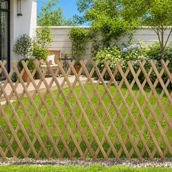 Expandable Bamboo Trellis Fence Panel 100 x 105 cm Garden Plant Support Beige