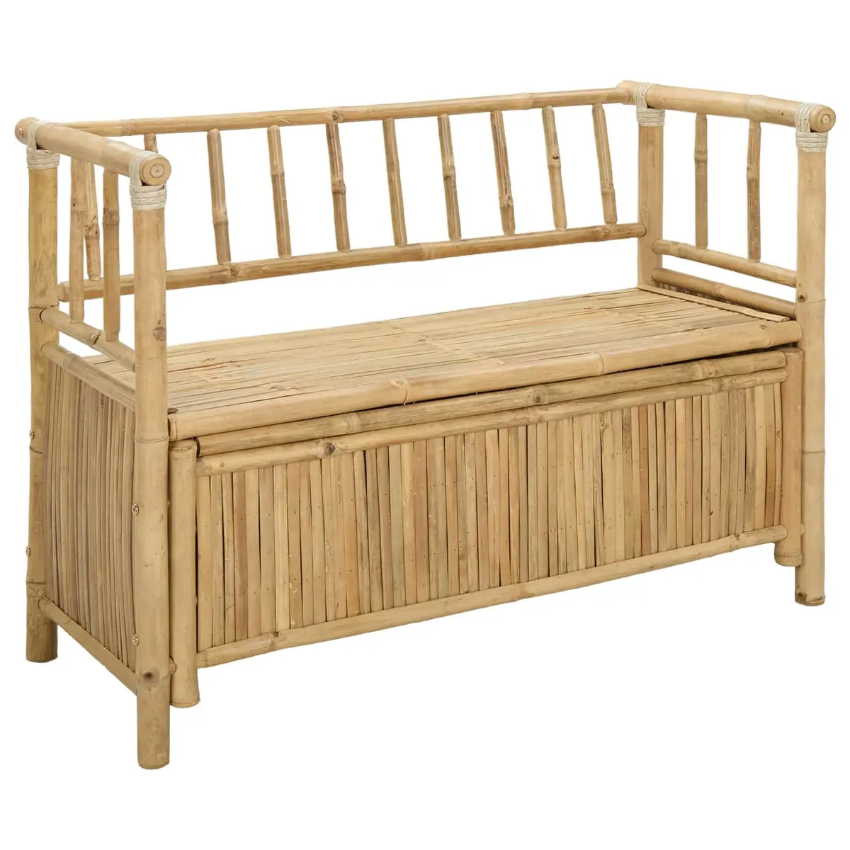 Garden Storage Bench Outdoor Seating with Storage Compartment Bamboo Brown 110x47x80cm
