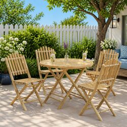 Garden Chair 4 pcs Natural Bamboo Foldable Outdoor Seating Patio Furniture