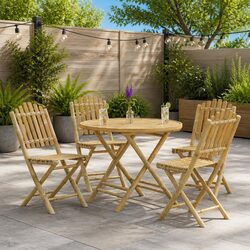 Bamboo Garden Table Foldable Outdoor Indoor Furniture Natural Brown 80x70cm