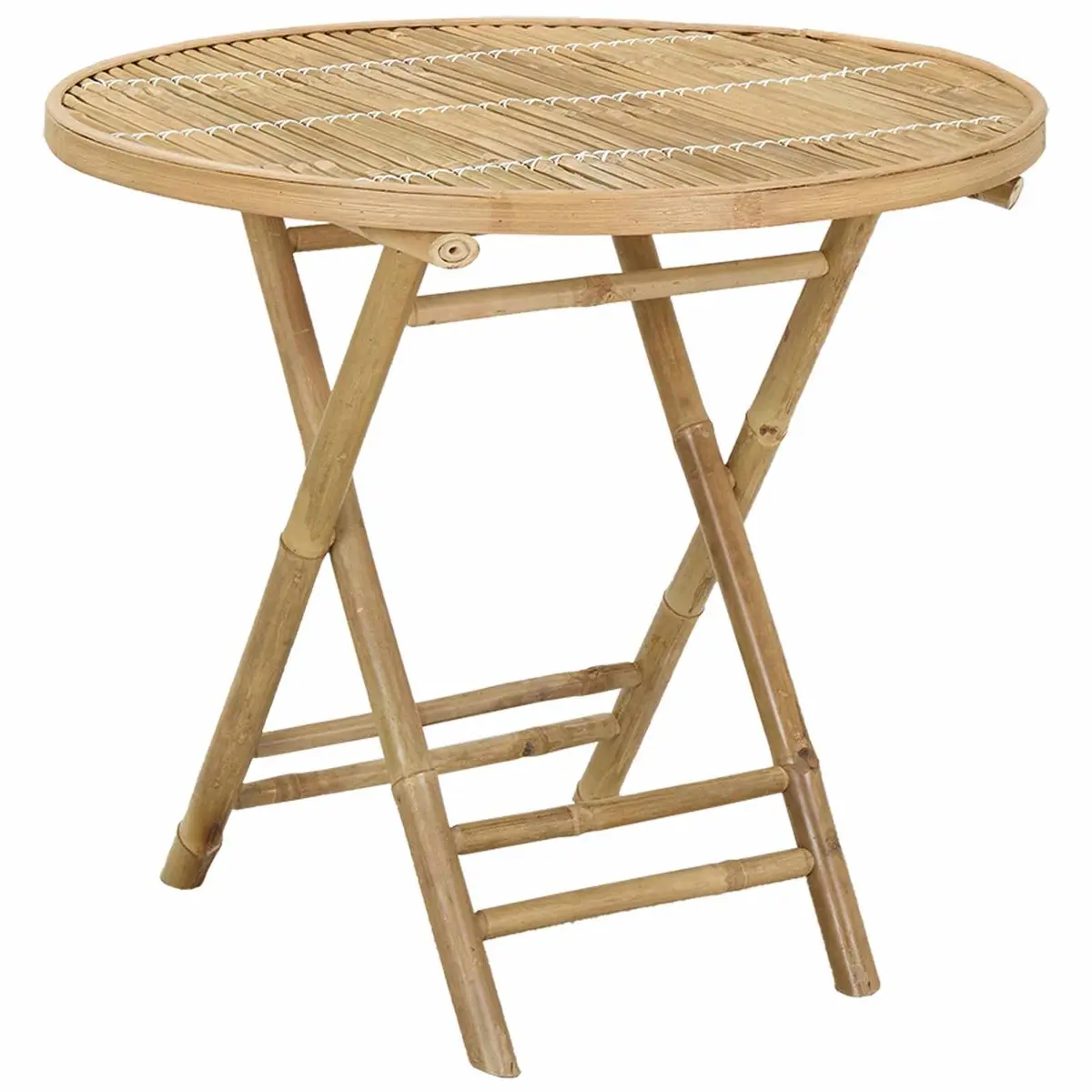 Bamboo Garden Table Foldable Outdoor Indoor Furniture Natural Brown 80x70cm