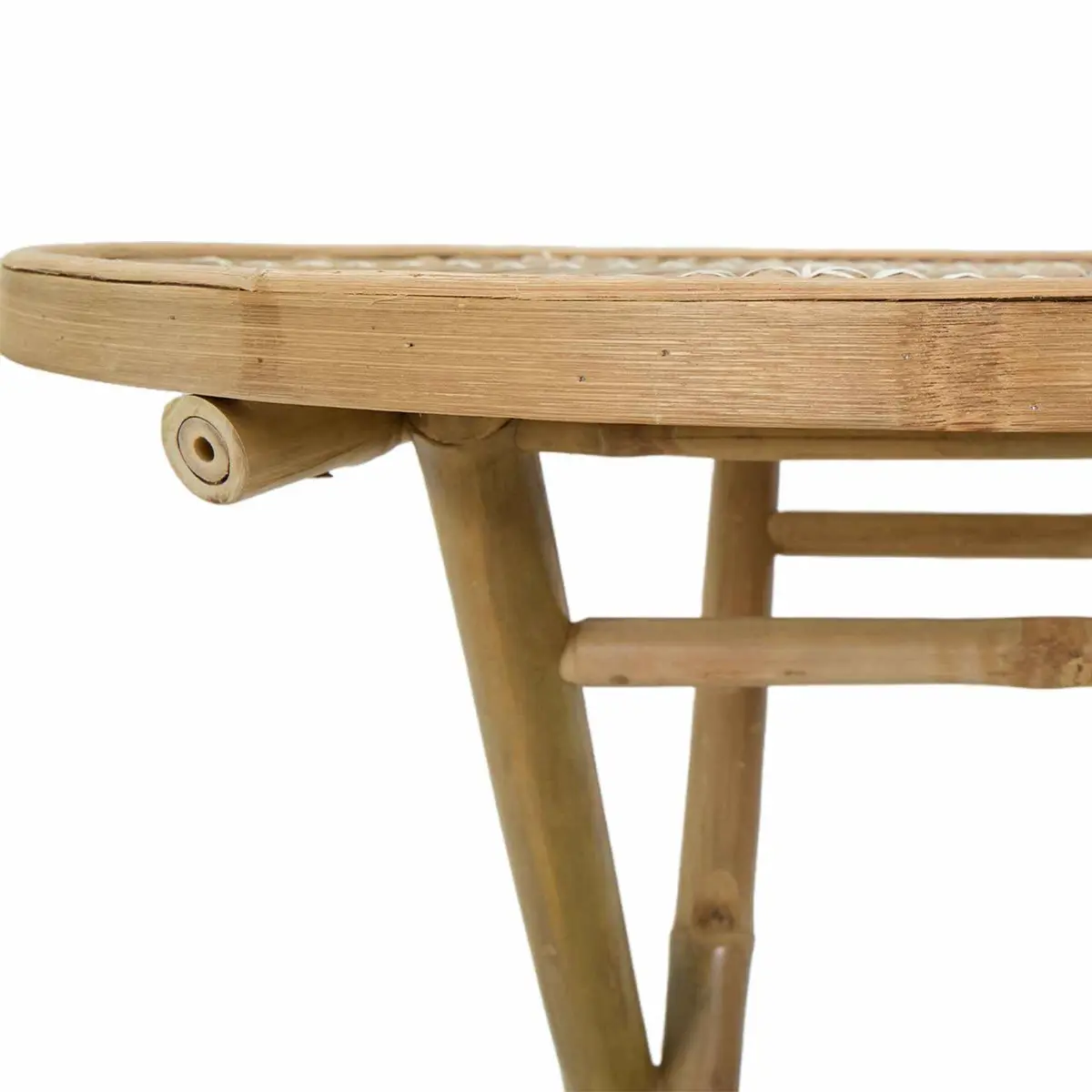 Bamboo Garden Table Foldable Outdoor Indoor Furniture Natural Brown 80x70cm