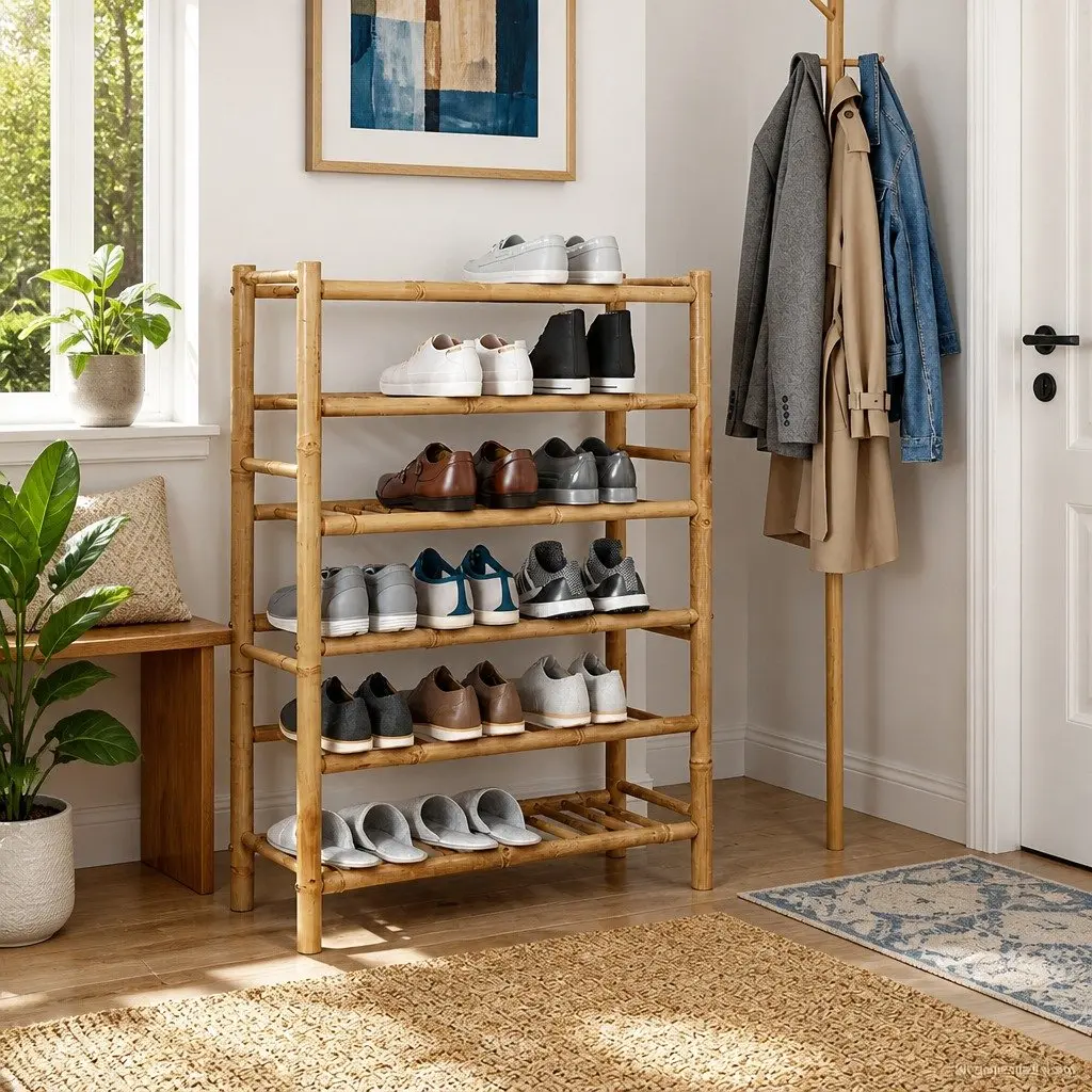 Shoe Rack Bamboo Storage Organiser 68 x 28 x 96 cm Brown