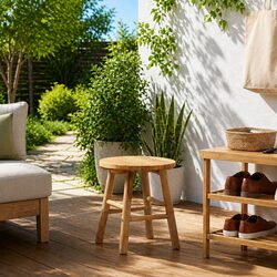 Bamboo Garden Stool Outdoor Indoor Seating Lightweight Portable Natural Brown