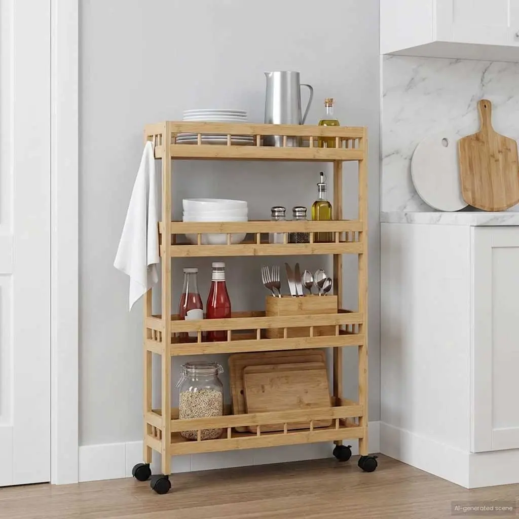 Kitchen Trolley 4-Tier Storage Organiser 60x18x97cm Brown