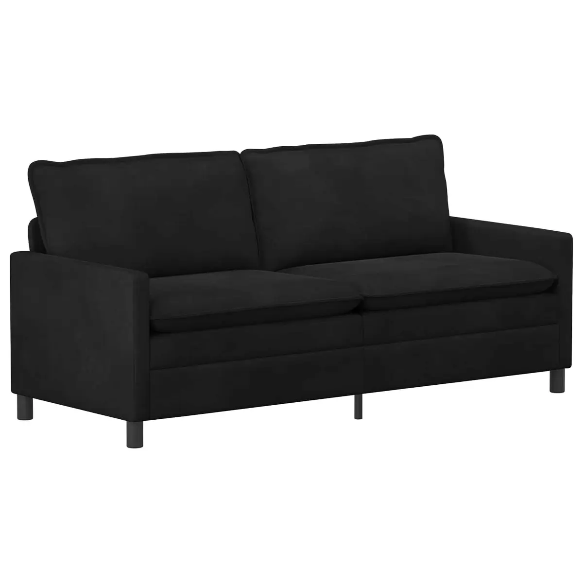Black Velvet Sofa Modern Living Room Furniture Rectangular Sleek Design Indoor