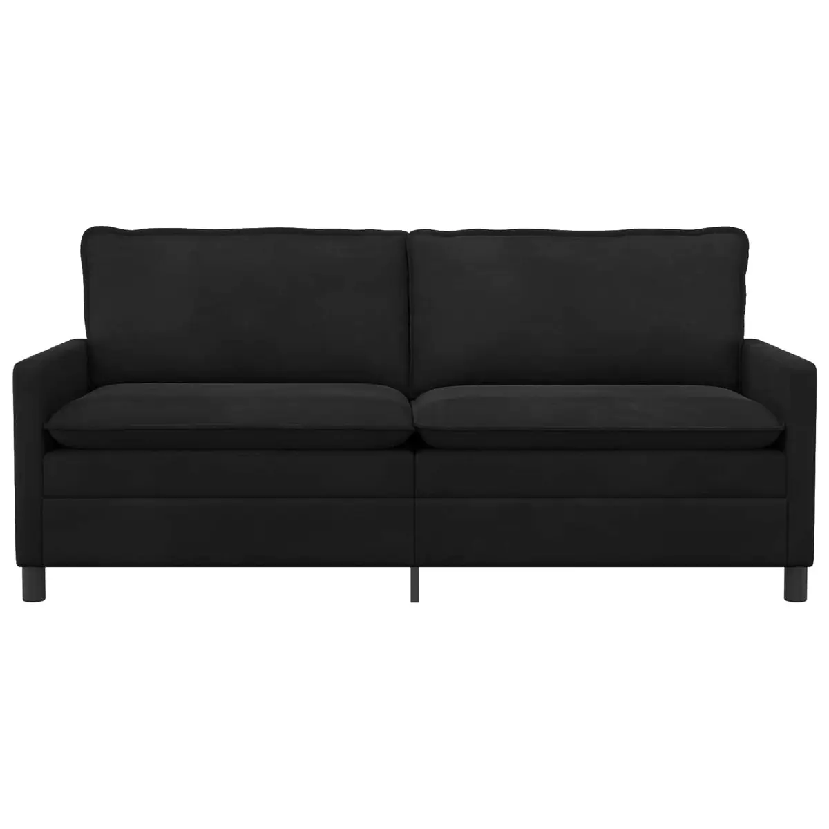 Black Velvet Sofa Modern Living Room Furniture Rectangular Sleek Design Indoor