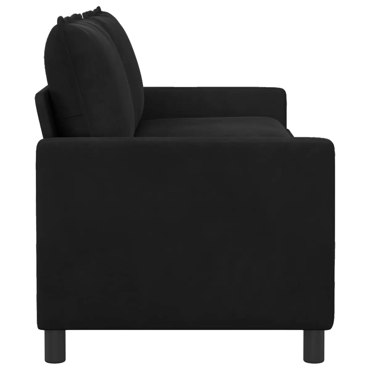 Black Velvet Sofa Modern Living Room Furniture Rectangular Sleek Design Indoor