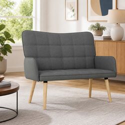 2-Seater Sofa Dark Grey Living Room Furniture Couch Modern Design 115 x 61 x