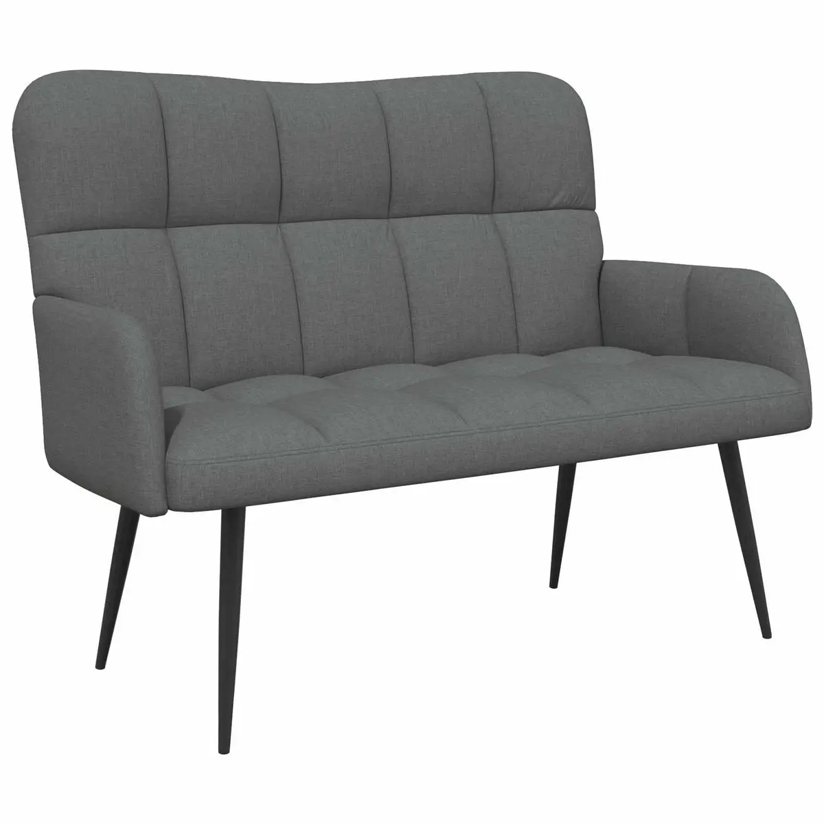 2-Seater Sofa Compact Loveseat Dark Grey Polyester Upholstery Engineered Wood and Metal Frame