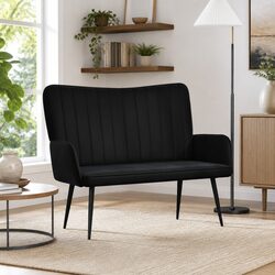 2-Seater Sofa Black Velvet Upholstery Living Room Lounge Couch 115x61x87cm