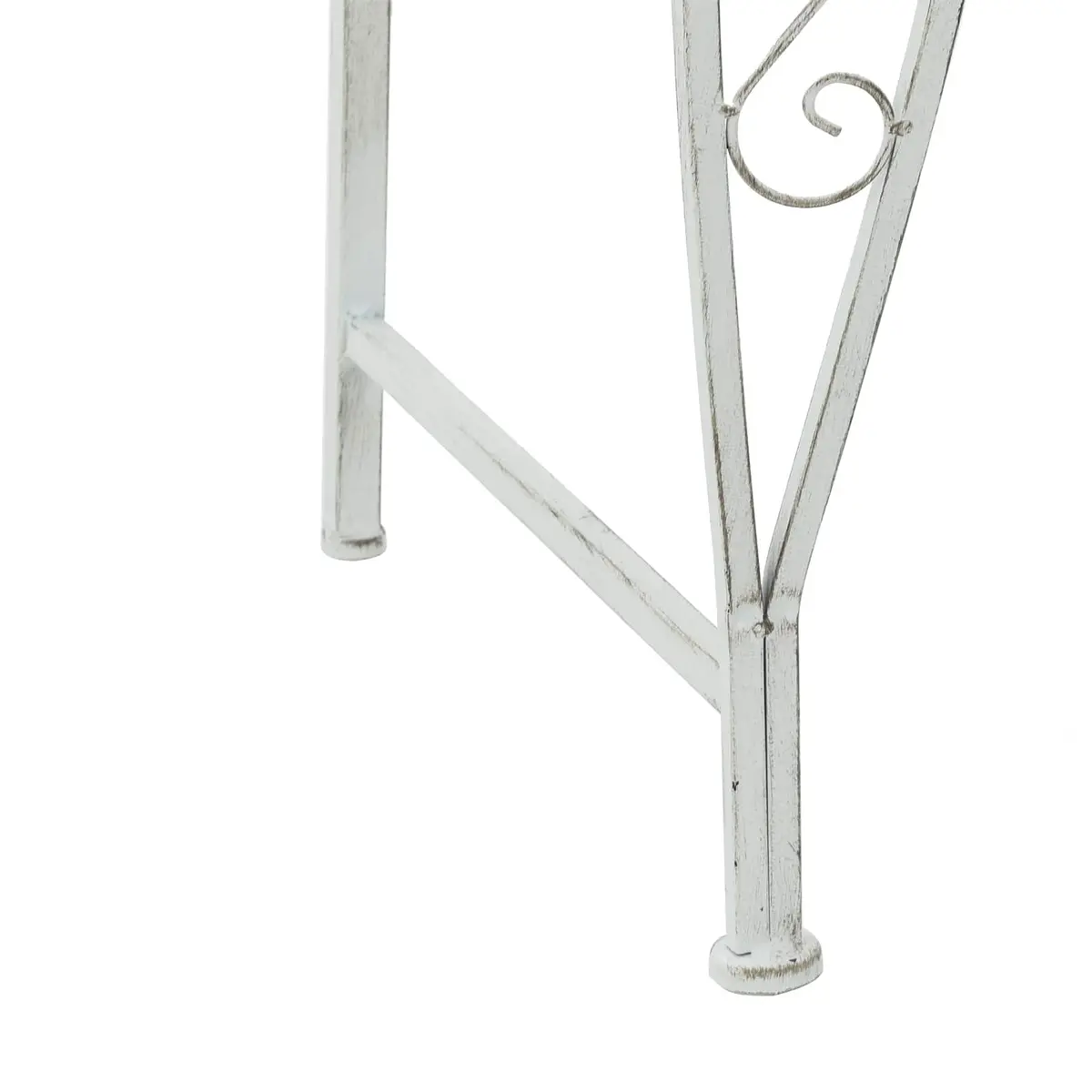Outdoor Tree Bench 4-Seater Steel Frame Antique White 160x80x89cm