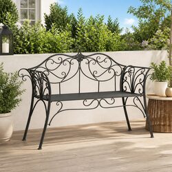 Garden Bench 2-Seater Outdoor Seating Steel Silver Grey 130cm Backyard Furniture