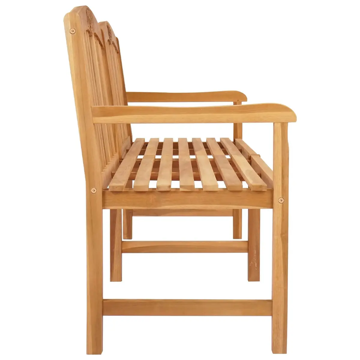 Outdoor Garden Bench Solid Teak Wood Slat Back Patio Seating Natural Brown 150cm