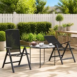 Reclining Garden Chairs 2 pcs Black Outdoor Seating Foldable Adjustable Backrest
