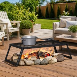 Foldable Camping Grill Portable Outdoor Cooking Black Folding Garden Barbecue
