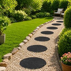 Stepping Stone 6 pcs Black Ø 45 x 1.8 cm Rubber Garden Outdoor Path Walkway