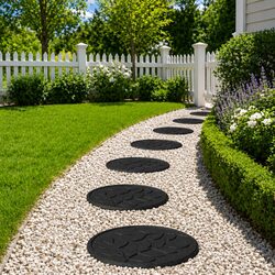 Stepping Stone 6 pcs Black Round Ø 44 x 2 cm Garden Pathway Outdoor Decor
