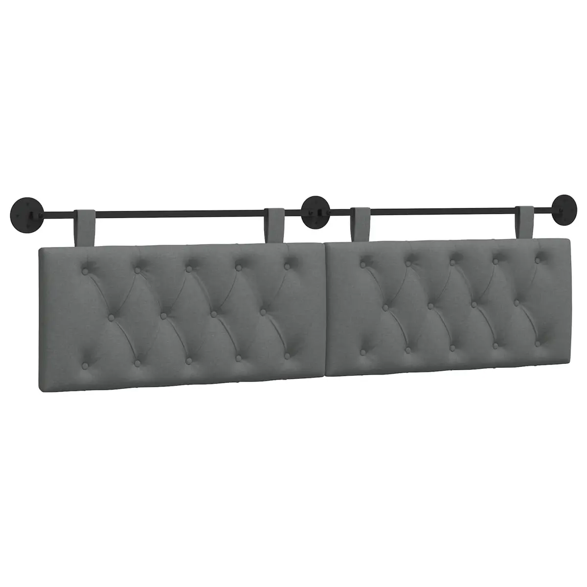 Hanging Headboard Wall-Mounted Upholstered Button-Tufted Grey