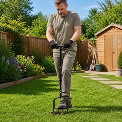Lawn Aerator Tool Rectangular Garden Soil Aerating Black Outdoor 95 x 27 cm