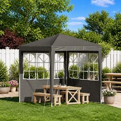 Party Tent Sidewall 2 pcs 200 x 195 cm Anthracite PE Steel Outdoor Canopy
