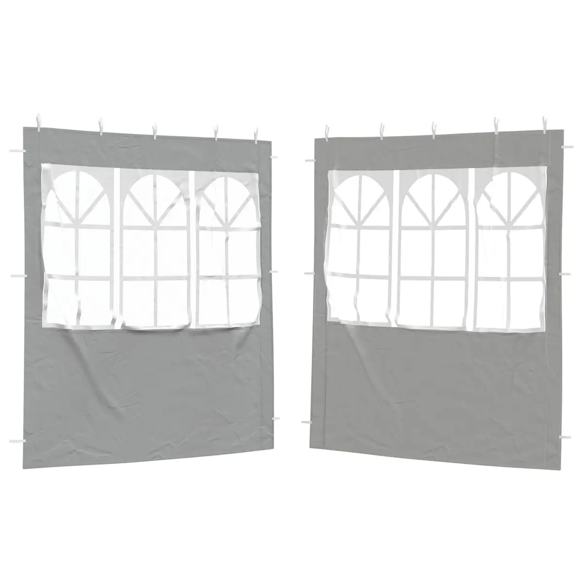 Party Tent Sidewall 2pcs Weather Resistant PE Steel Panels Light Grey 200x195cm