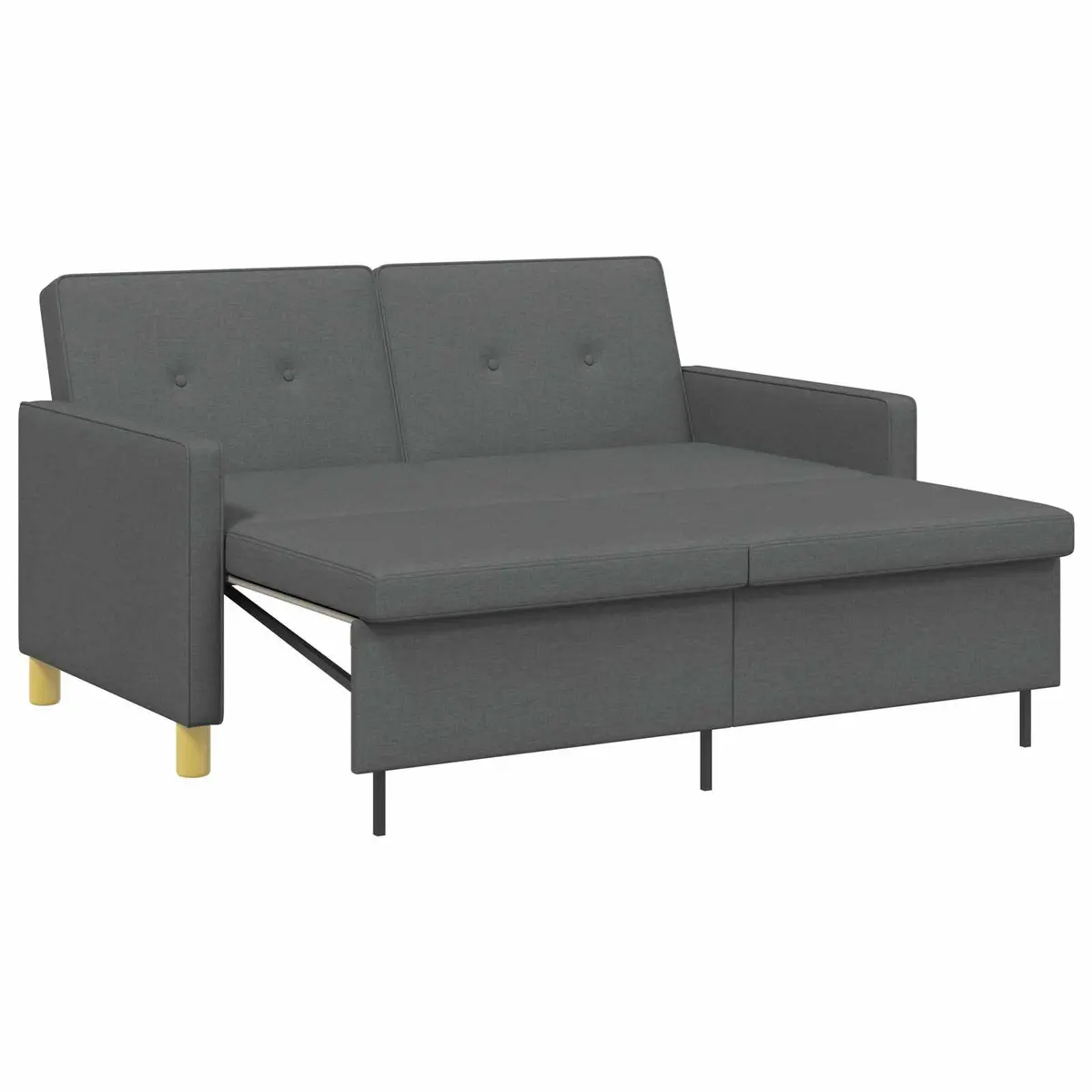 Pull Out Sofa Bed Adjustable Backrest Foldable Legs Dark Grey Fabric
