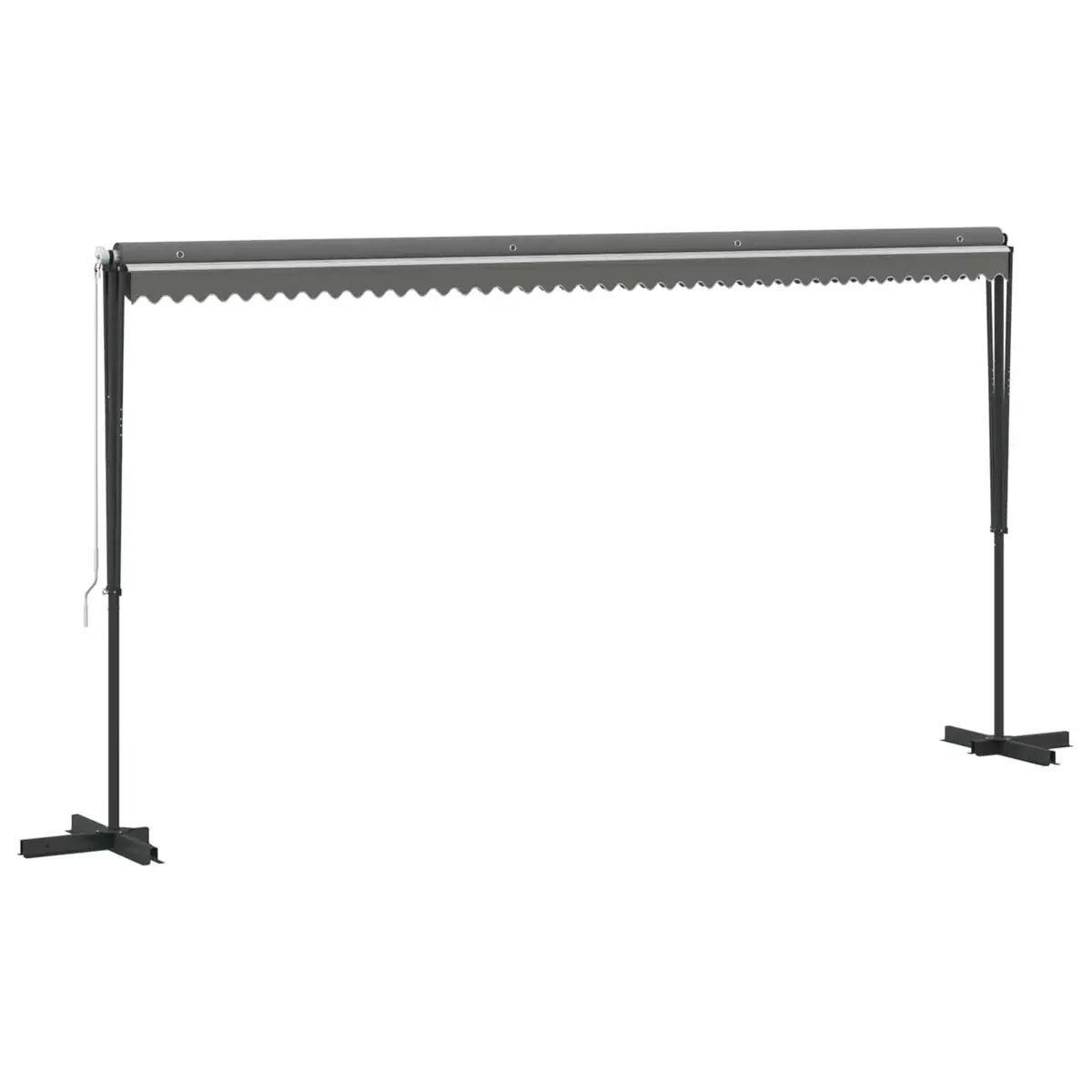 Free Standing Awning Adjustable Shade 5 x 3 m Grey PU-coated Fabric Powder-coated Steel Frame