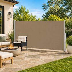 Retractable Side Awning 220 x 500 cm Garden Patio Balcony Shade Screen Taupe