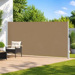 Retractable Side Awning 200 x 600 cm Outdoor Patio Garden Shade Polyester Taupe
