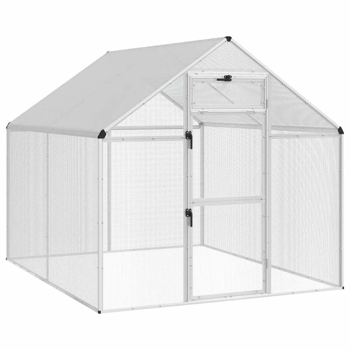 Bird Cage Welded Wire Mesh Outdoor Garden 181.5 x 221 x 173.5 cm Silver
