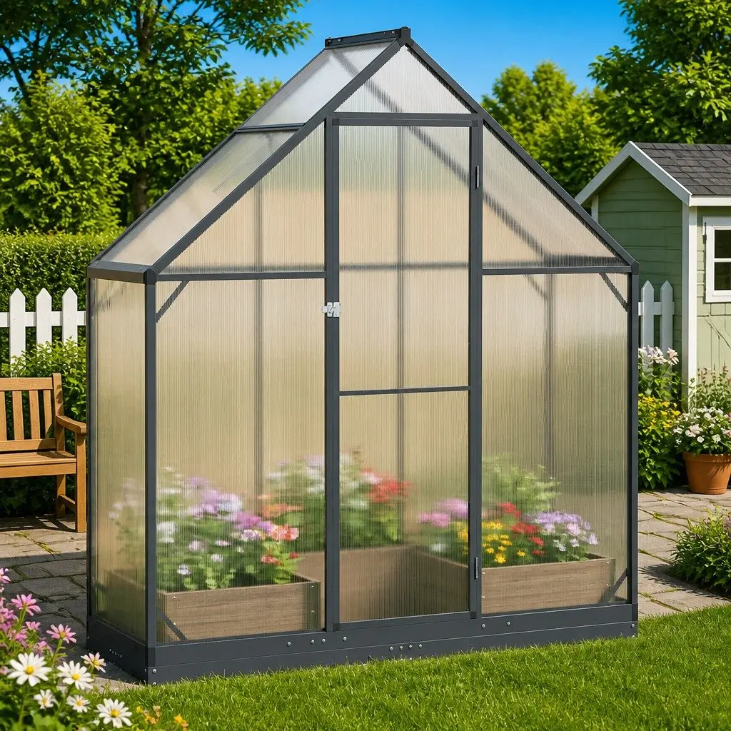 Garden Greenhouse Tunnel with Door Adjustable Height Outdoor Portable Frame