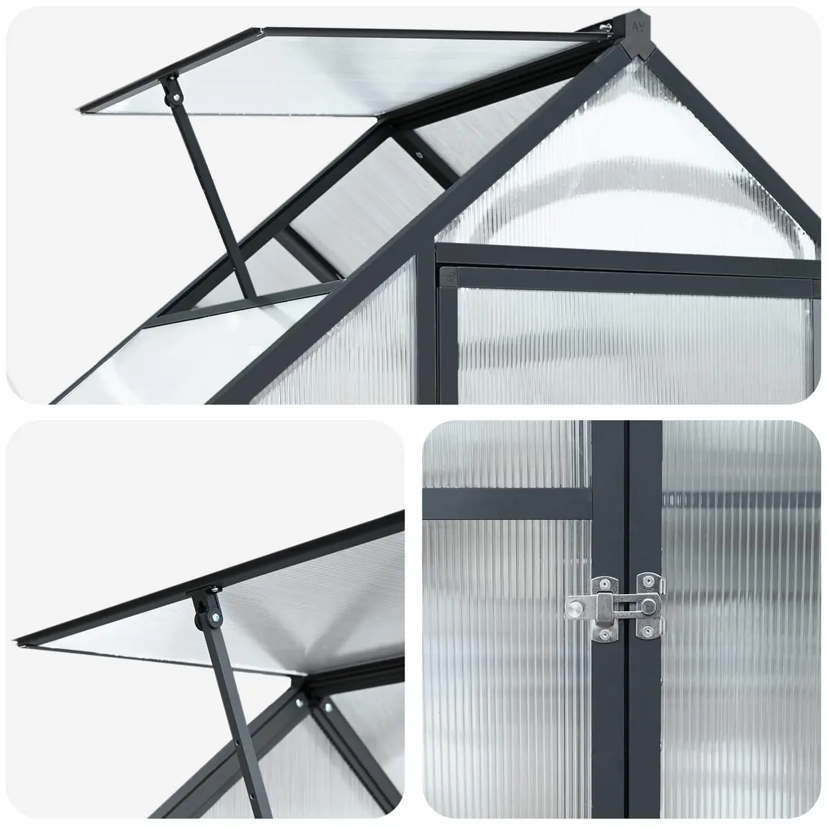 Garden Greenhouse Tunnel with Door Adjustable Height Outdoor Portable Frame