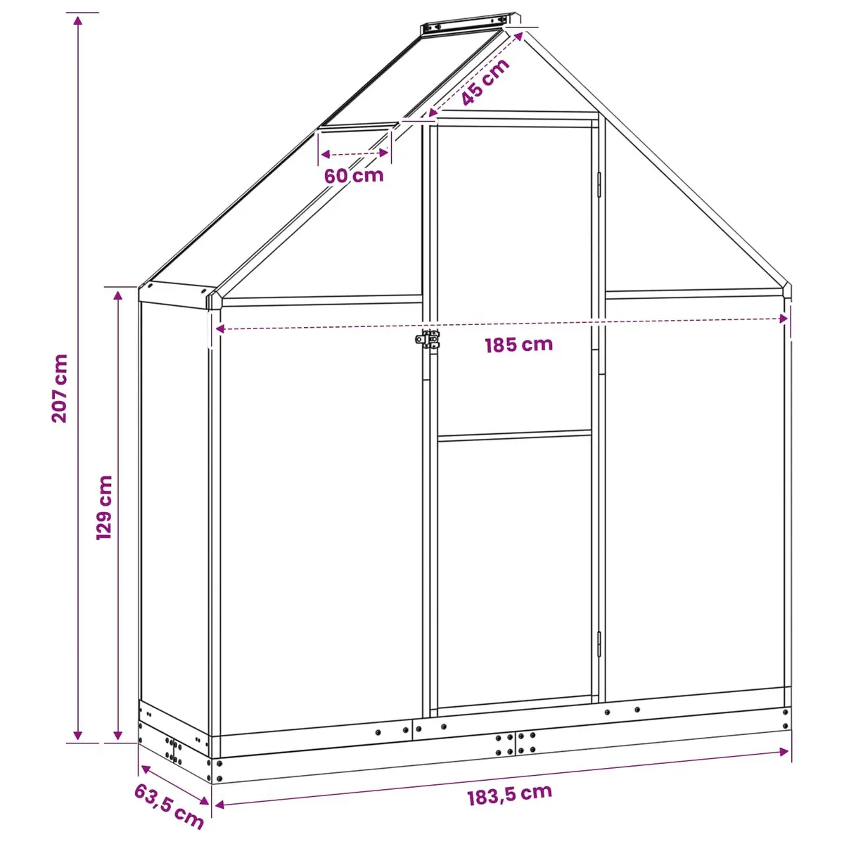 Garden Greenhouse Tunnel with Door Adjustable Height Outdoor Portable Frame