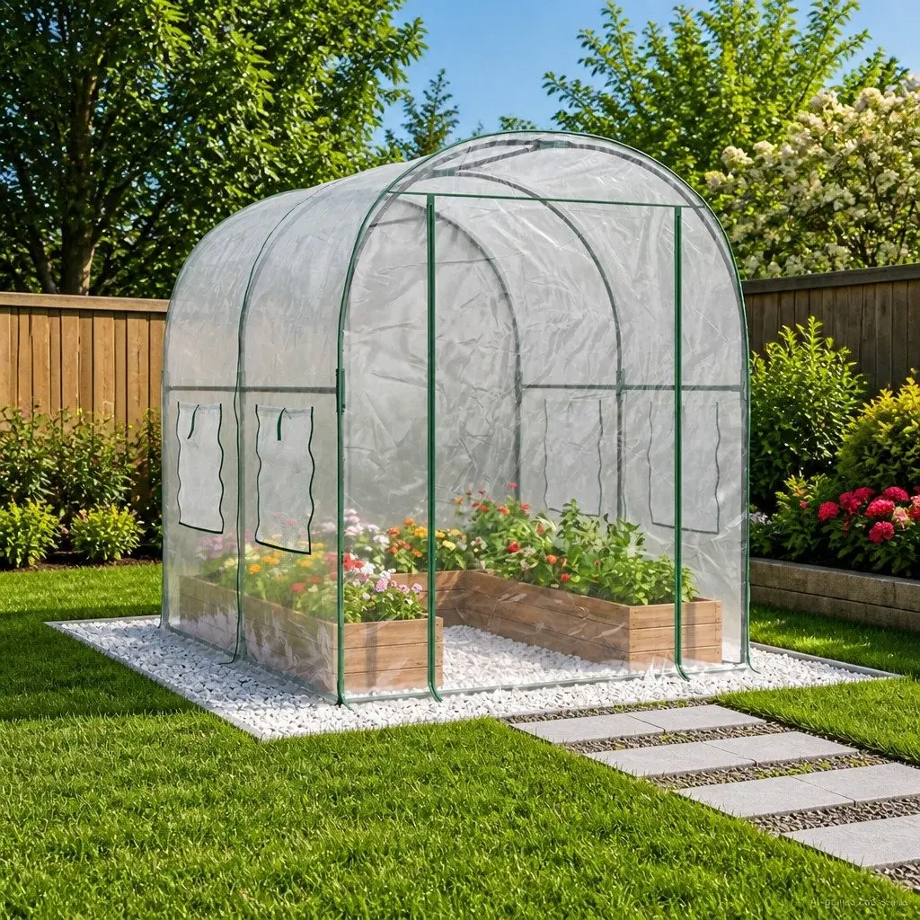Garden Greenhouse Portable Weather-Resistant PVC Frame 160 x 200 x 192.5 cm Transparent
