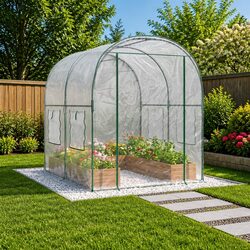 Garden Greenhouse Portable Outdoor PVC Frame 160 x 200 x 192.5 cm Transparent