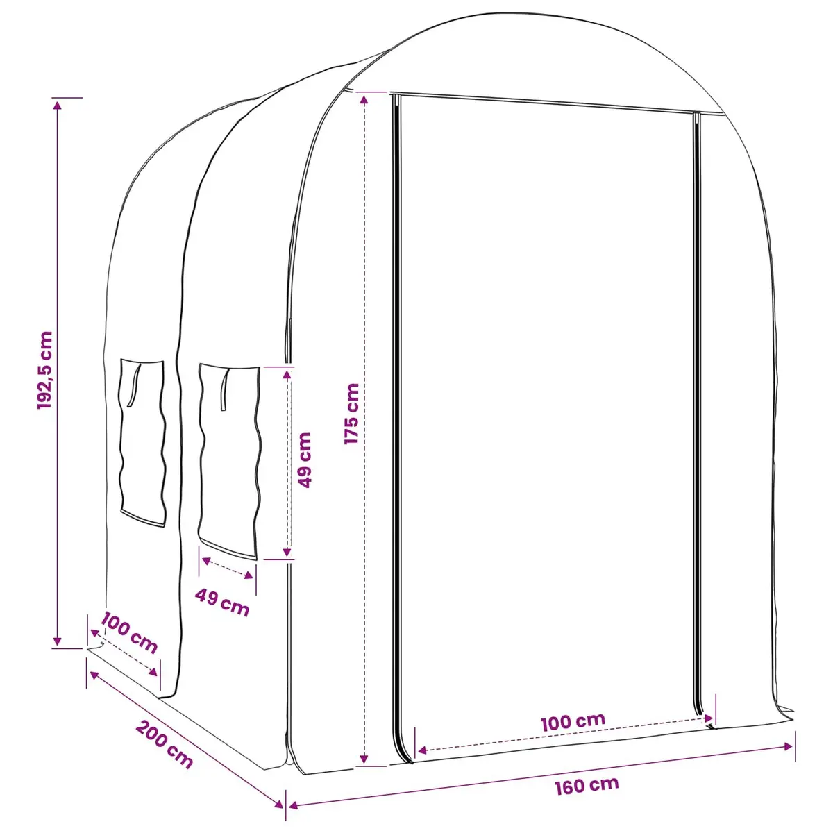 Garden Greenhouse Portable Weather-Resistant PVC Frame 160 x 200 x 192.5 cm Transparent