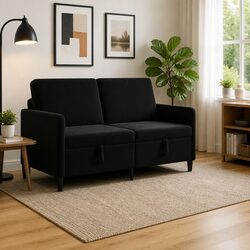 Storage Sofa Black Modern Lift-Up Seat Furniture Living Room Couch 172x78x87cm