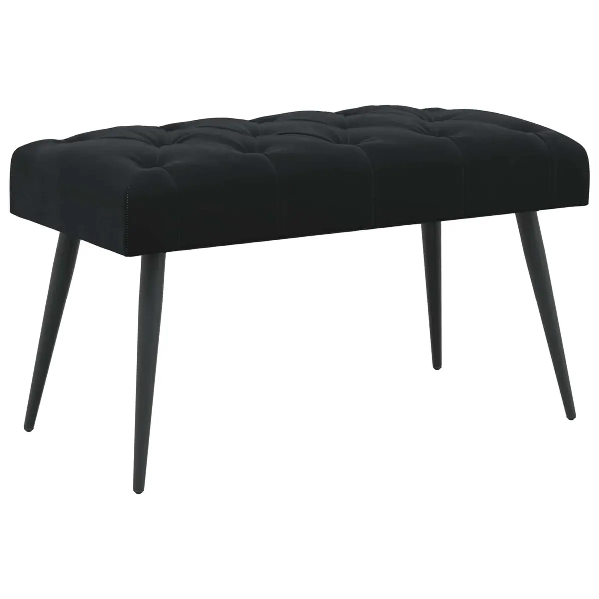 Bench Button Tufted Black Velvet Seat Foam Cushion Engineered Wood Frame