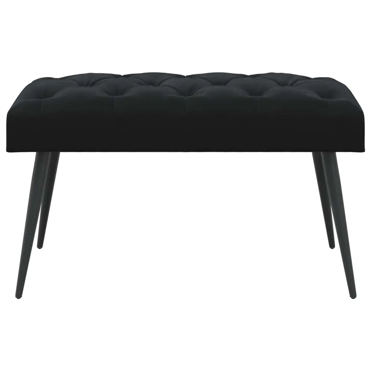 Bench Button Tufted Black Velvet Seat Foam Cushion Engineered Wood Frame