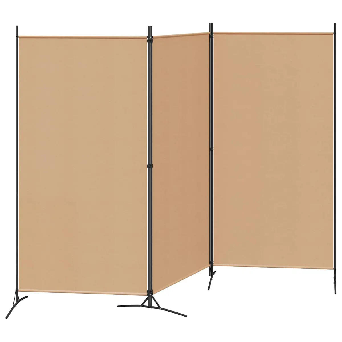 Room Divider 3-Panel Folding Privacy Screen Beige 260 x 180 cm Indoor Partition